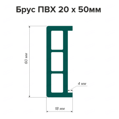 Брус ПВХ 20*50мм (2,5м)